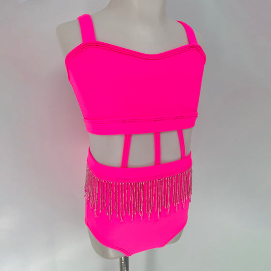 Child 6 | Party Base + Beaded Fringe - Neon Pink - Sparkle Worldwide