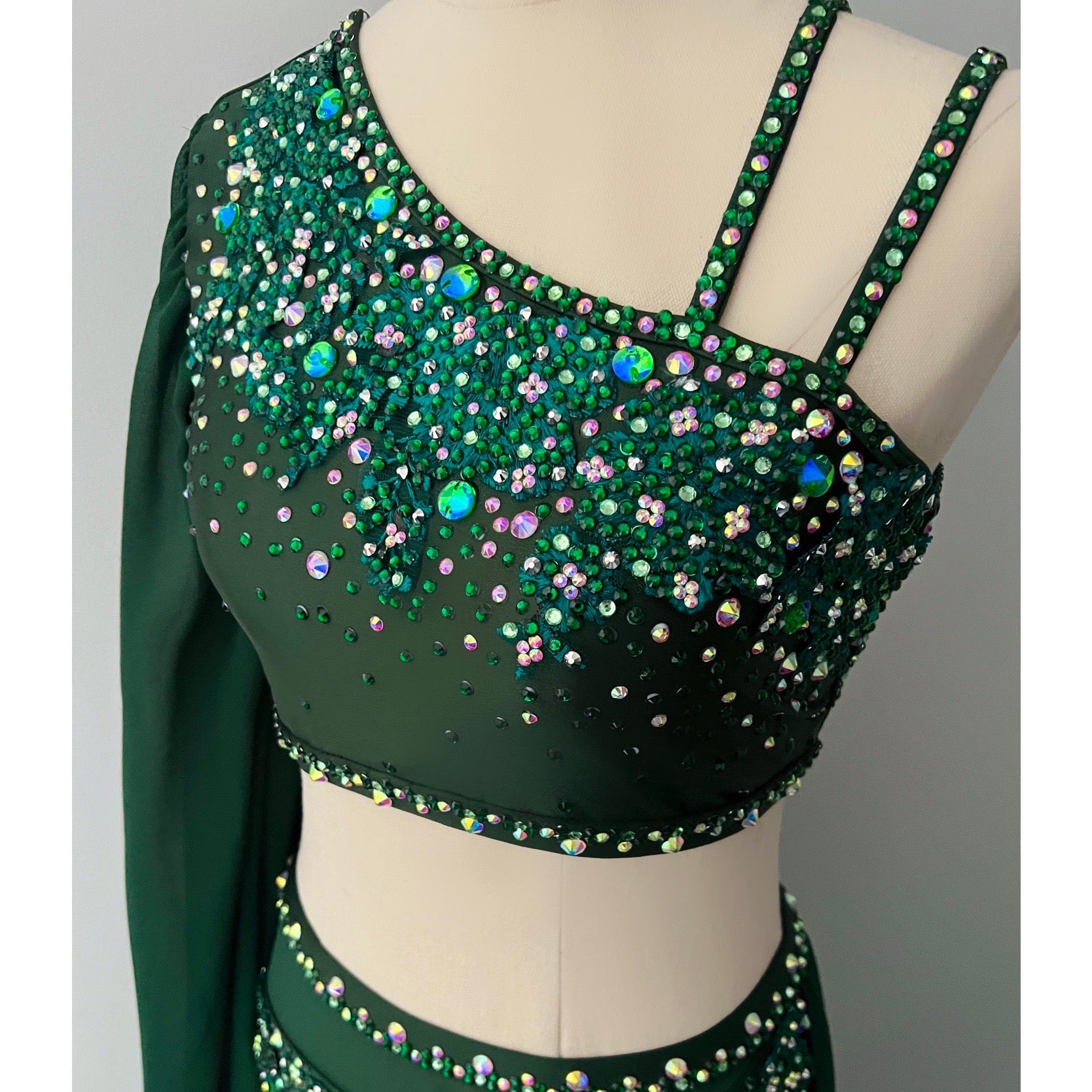 Adult Small | Forest Green Lyrical Dance Costume - Sparkle Worldwide