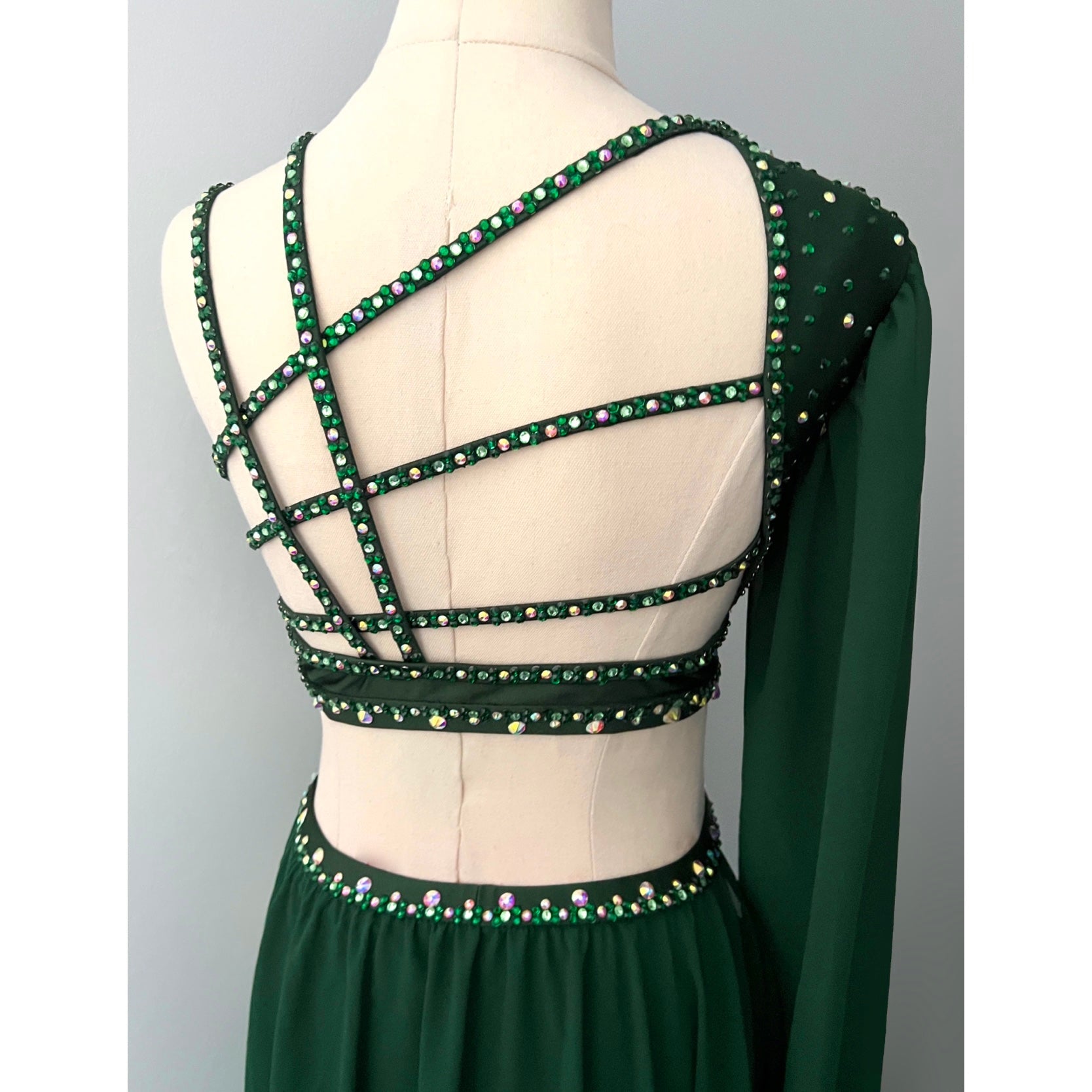 Adult Small | Forest Green Lyrical Dance Costume - Sparkle Worldwide