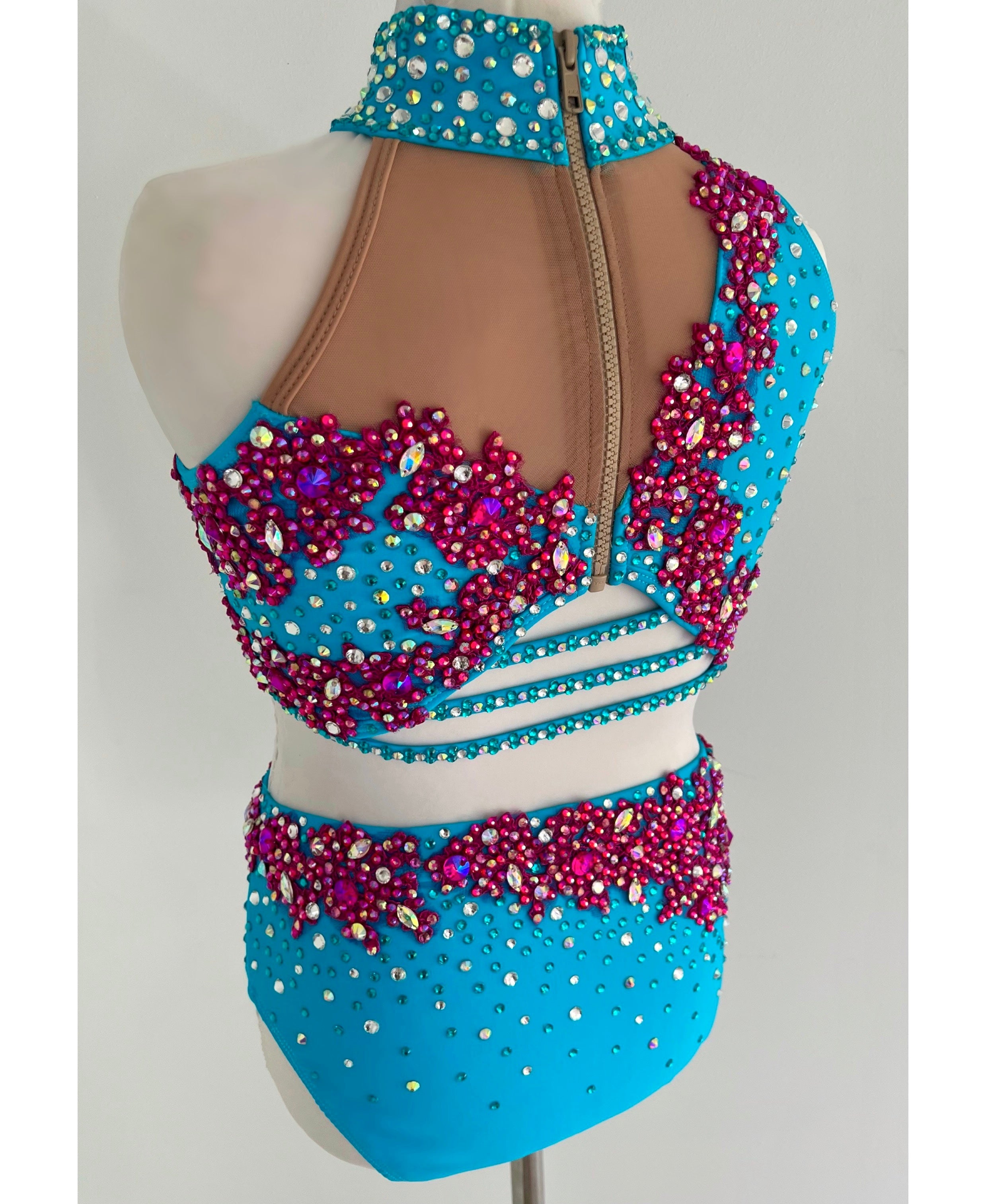 Adult X Small | Blue & Pink Jazz Dance Costume - Sparkle Worldwide
