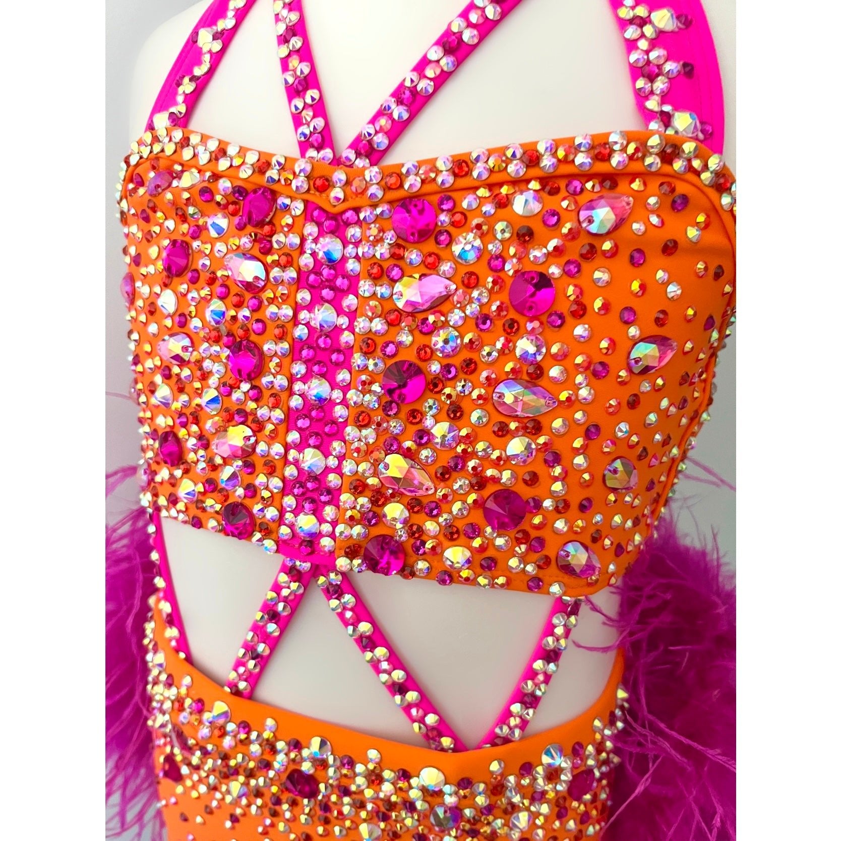 Child 10 | Orange & Pink Jazz Dance Costume - Sparkle Worldwide