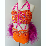 Child 10 | Orange & Pink Jazz Dance Costume - Sparkle Worldwide