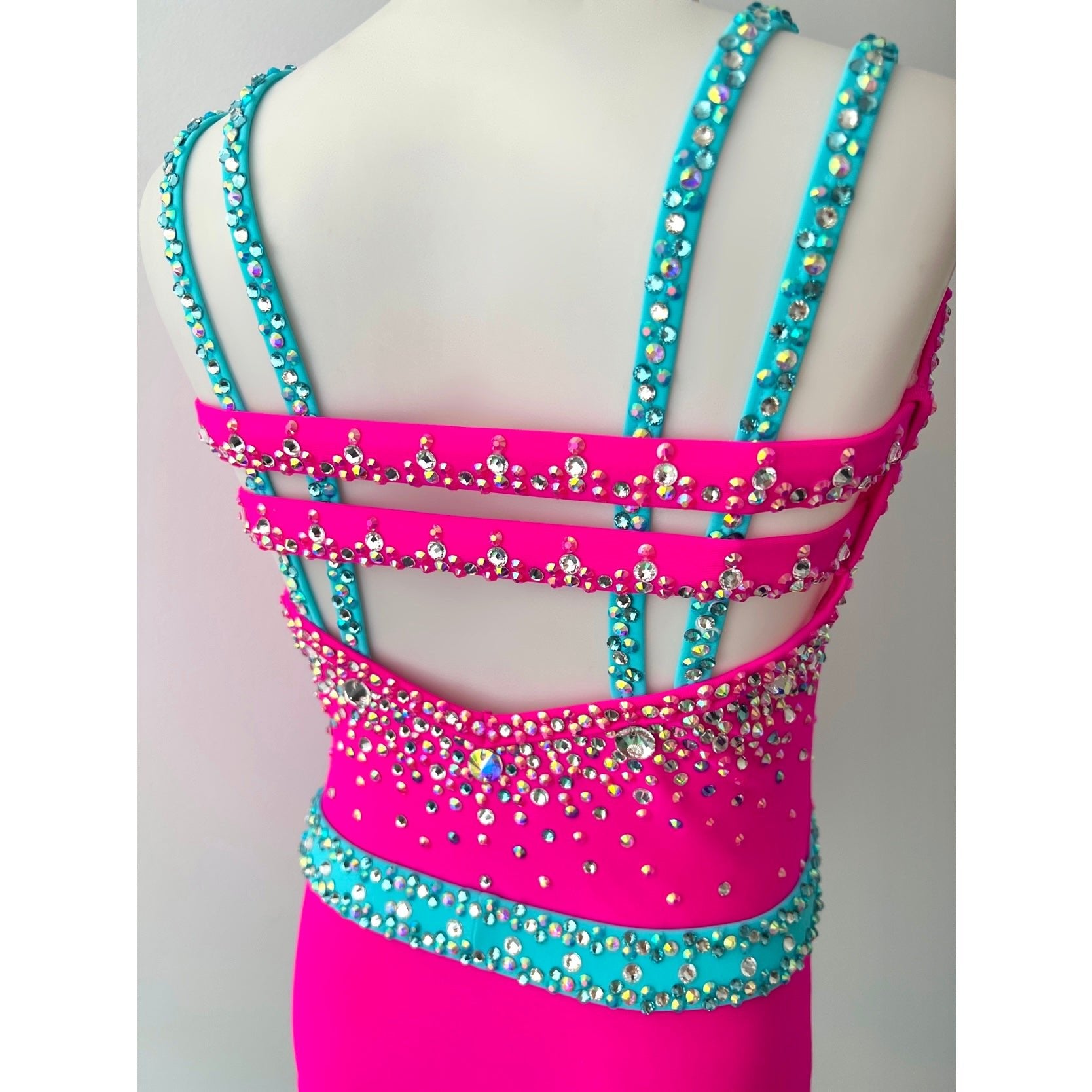 Child 10 | Pink & Aqua Jazz Dance Costume - Sparkle Worldwide
