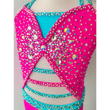 Child 10 | Pink & Aqua Jazz Dance Costume - Sparkle Worldwide