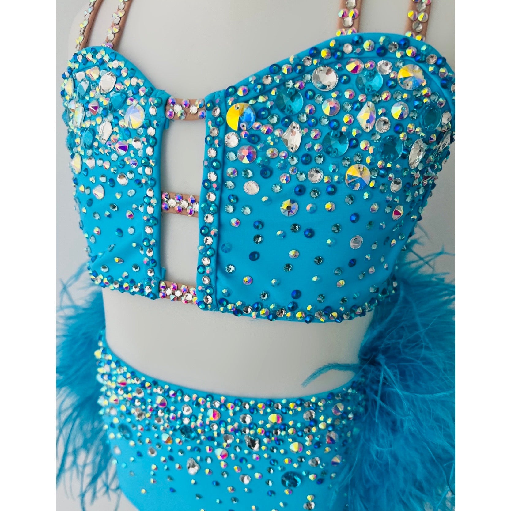 Child 10 | Turquoise Shimmer Jazz Dance Costume - Sparkle Worldwide