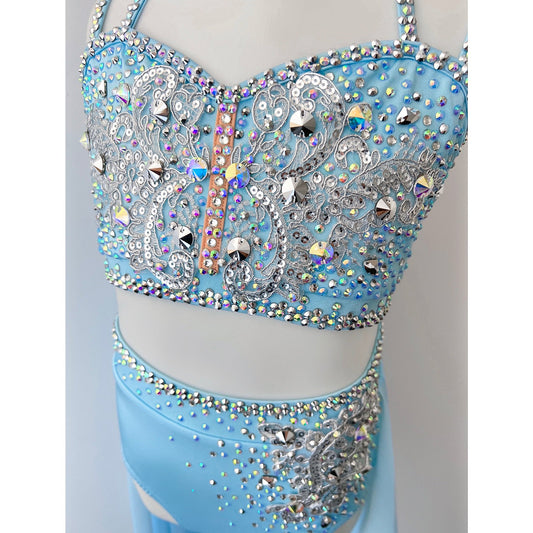 Child 12 | Pale Blue Lyrical Dance Costume - Sparkle Worldwide