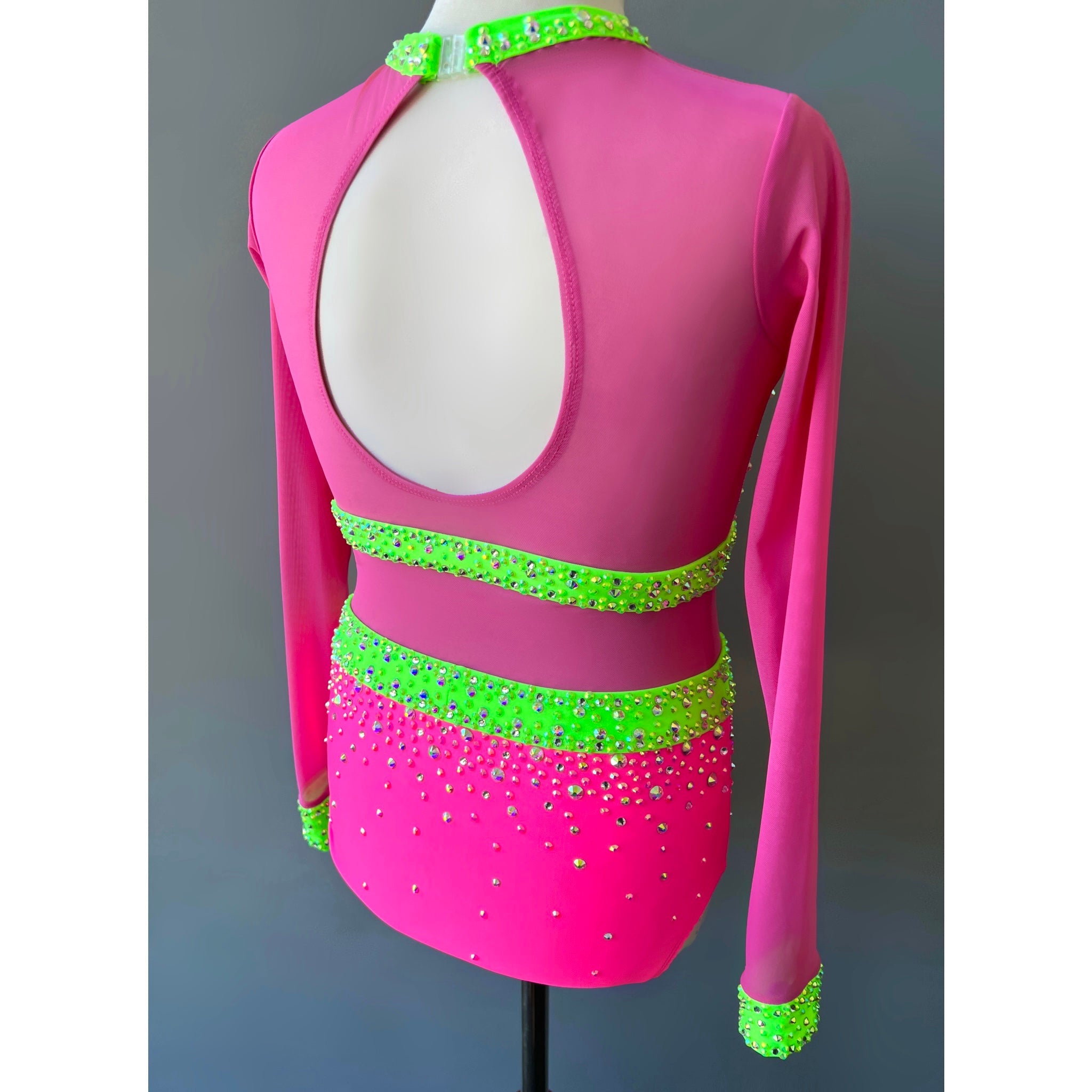 Child 12 | Pink & Green Jazz Dance Costume - Sparkle Worldwide
