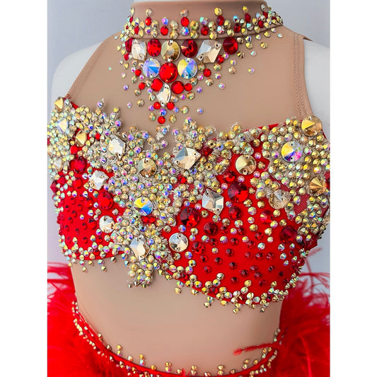 Child 6 | Red & Gold Jazz Dance Costume - Sparkle Worldwide