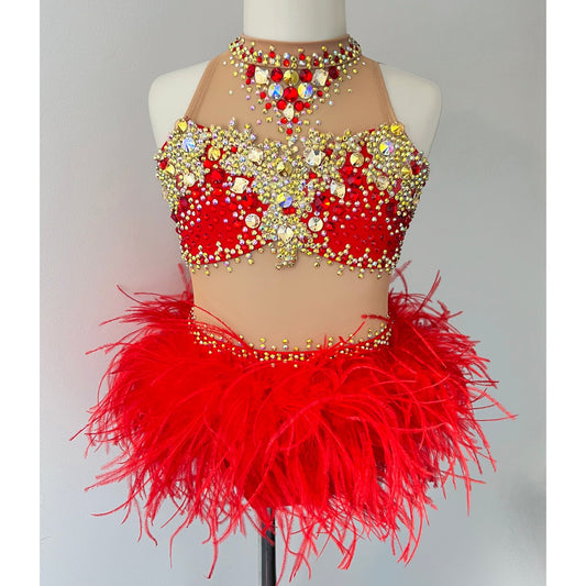 Child 6 | Red & Gold Jazz Dance Costume - Sparkle Worldwide