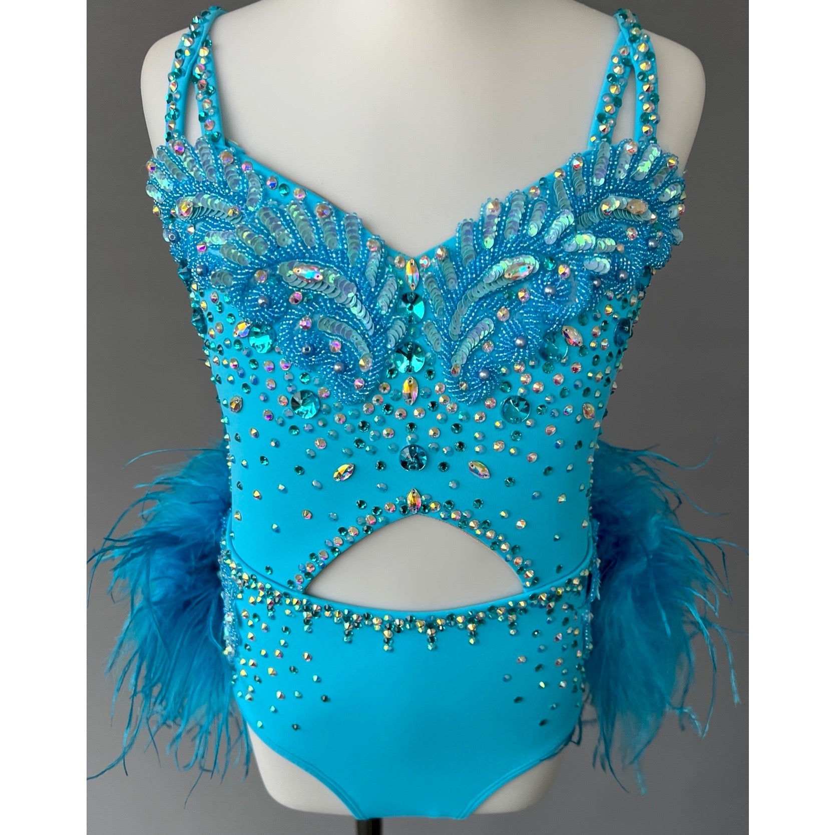 Child 8 | Blue Peacock Jazz Dance Costume - Sparkle Worldwide