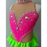 Child 8 | Pink & Neon Green Jazz Dance Costume - Sparkle Worldwide
