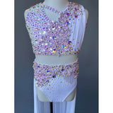 Child 8 | White & Lavender Lyrical Dance Costume - Sparkle Worldwide