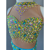 Size 10 | Neon Yellow & Blue Jazz Dance Costume - Sparkle Worldwide