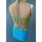 Size 10 | Neon Yellow & Blue Jazz Dance Costume - Sparkle Worldwide