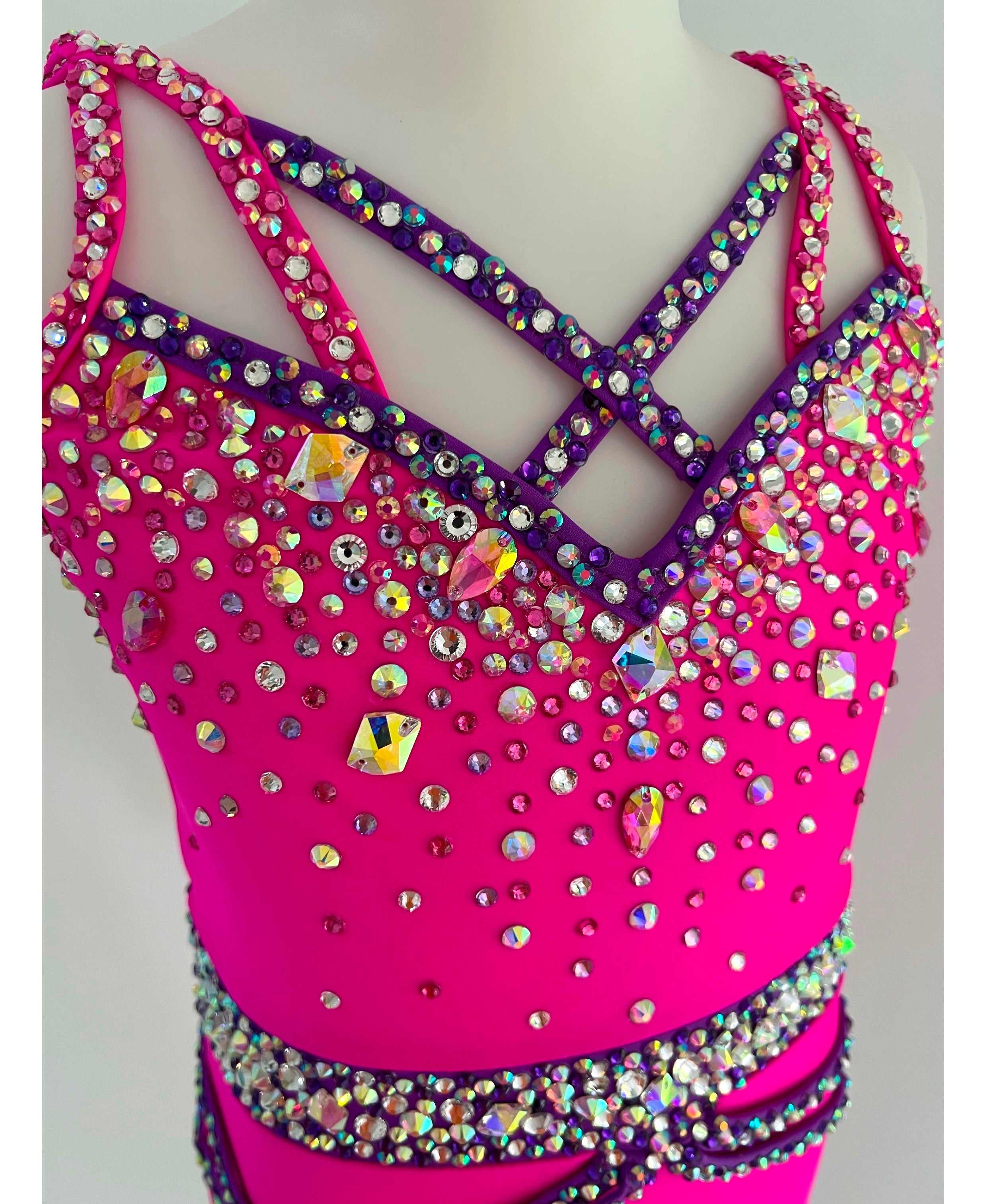 Size 10 | Pink & Purple Jazz Dance Costume - Sparkle Worldwide