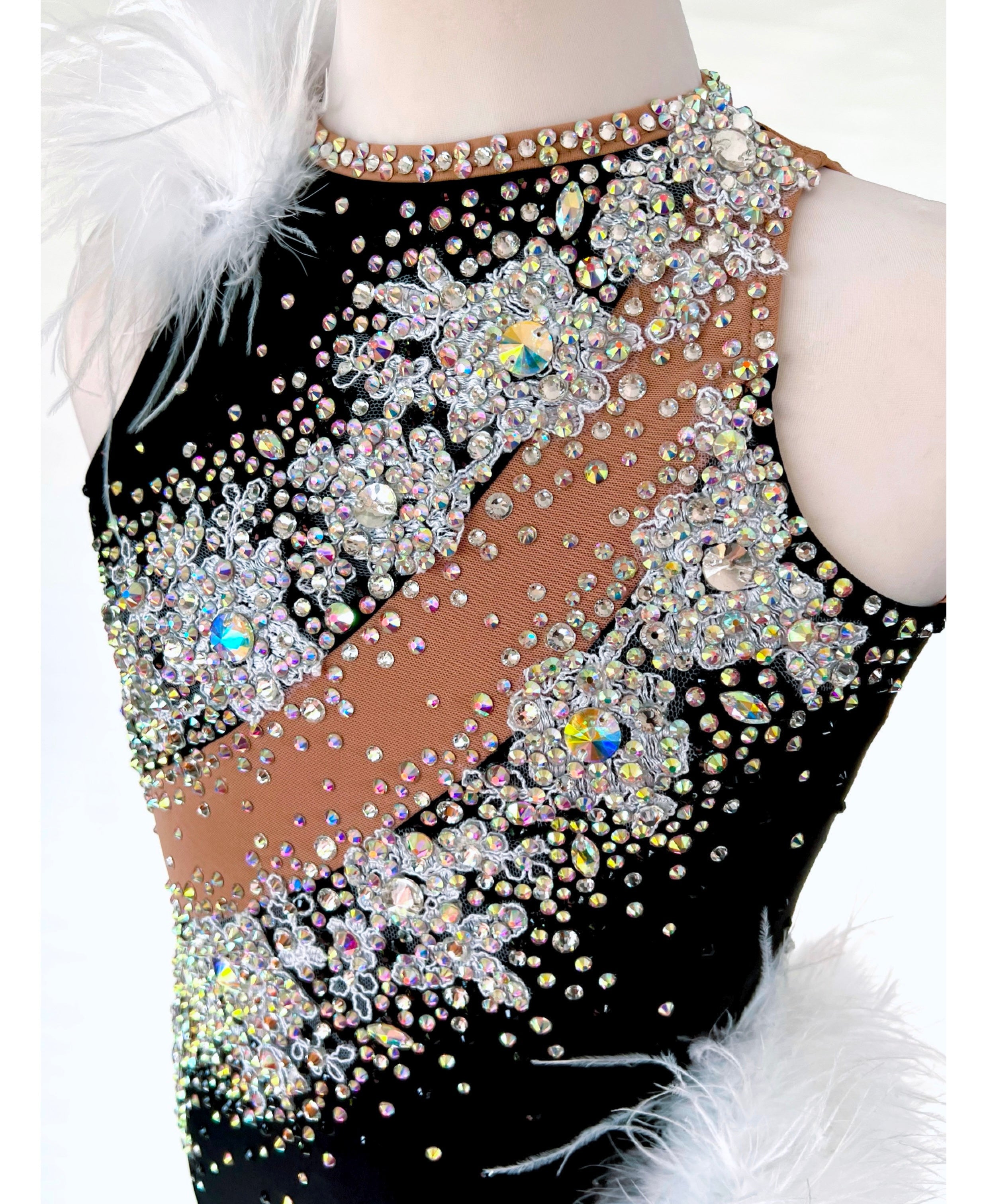 Size 12 | Black & White Jazz Dance Costume - Sparkle Worldwide