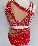 Size 12 | Bright Red Jazz Dance Costume - Sparkle Worldwide