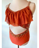 Size 12 | Burnt Orange Lyrical/Contemporary Dance Costume - Sparkle Worldwide