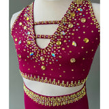 Size 12 | Gold Maroon Jazz Dance Costume - Sparkle Worldwide