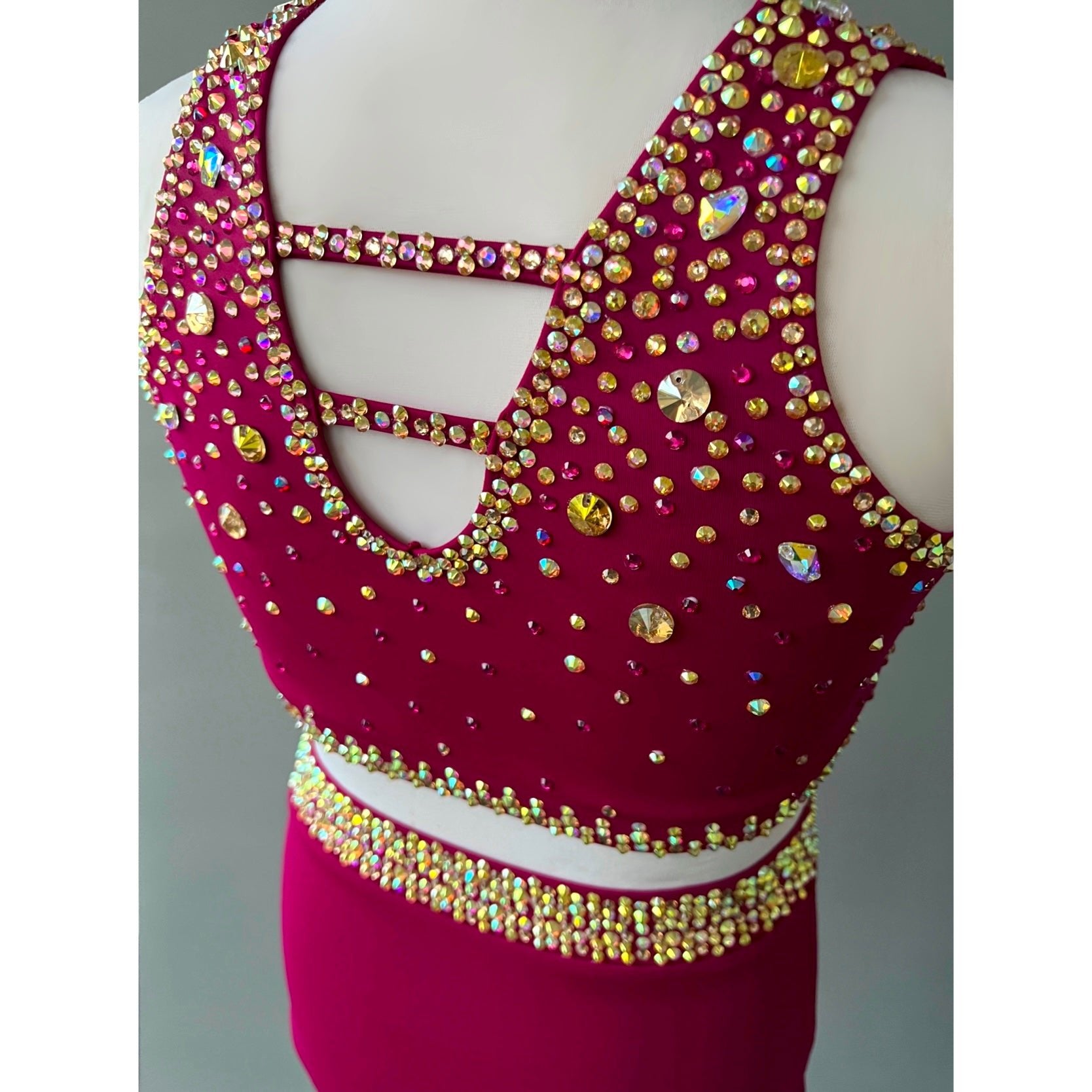 Size 12 | Gold Maroon Jazz Dance Costume - Sparkle Worldwide