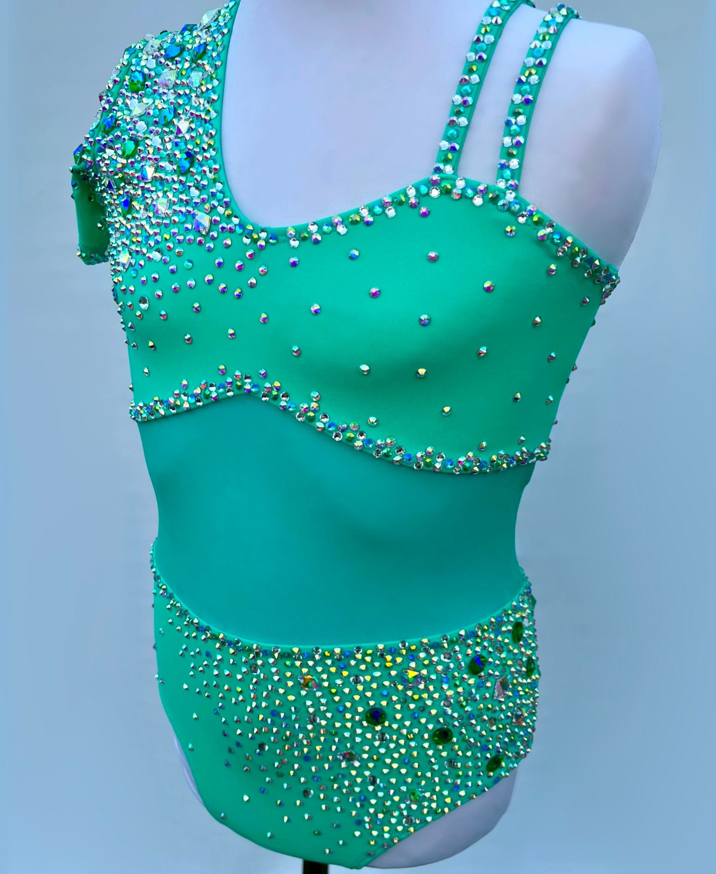 Size 12 | Mint Jazz Dance Costume - Sparkle Worldwide