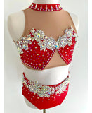 Size 12 | Red Jazz/Lyrical Dance Costume - Sparkle Worldwide