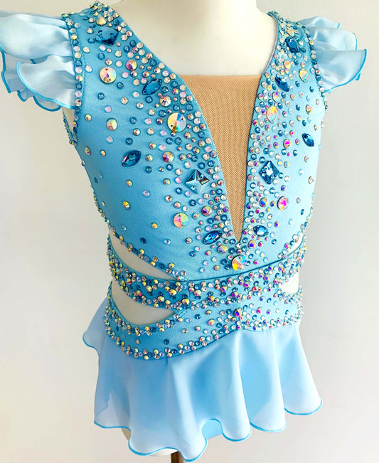 Size 4 | Pastel Blue & Crystal Lyrical Dance Costume - Sparkle Worldwide