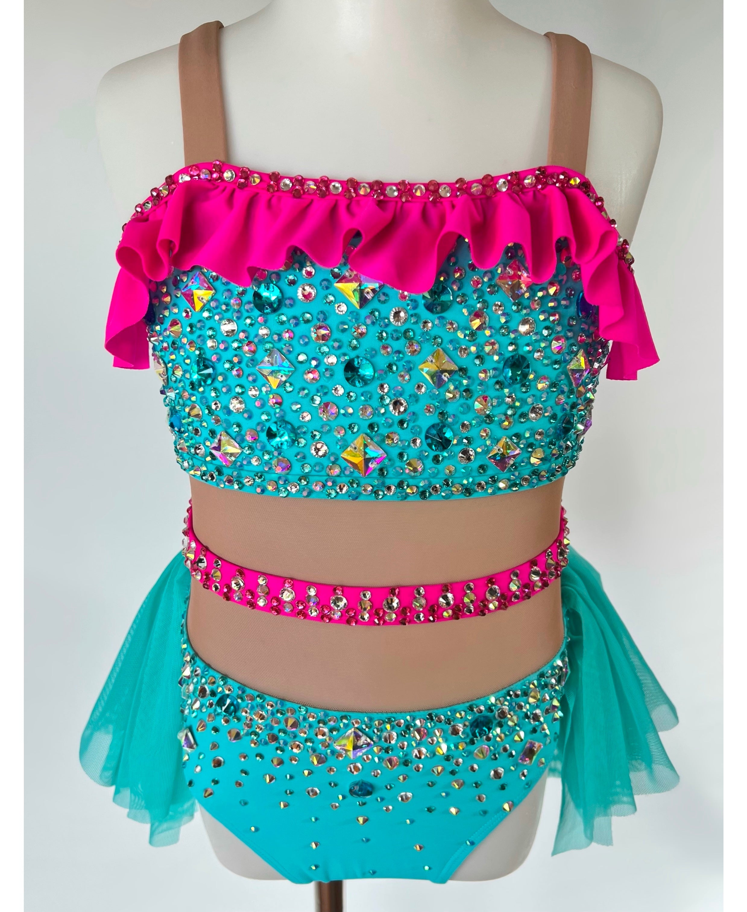 Size 6 | Blue & Pink Jazz Dance Costume - Sparkle Worldwide