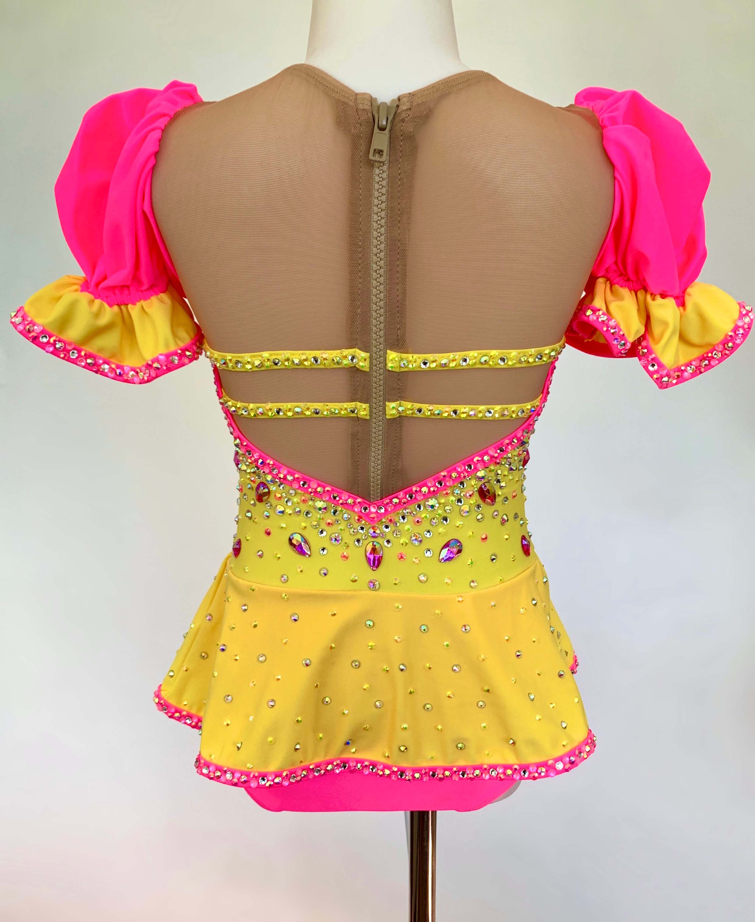 Size 6 | Yellow & Neon Pink Jazz Dance Costume - Sparkle Worldwide