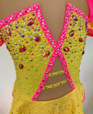 Size 6 | Yellow & Neon Pink Jazz Dance Costume - Sparkle Worldwide
