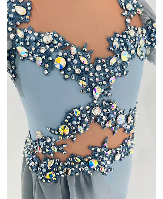 Size 8 | Blue Grey Lyrical Dance Costume - Sparkle Worldwide