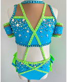 Size 8 | Neon Green & Blue Jazz Dance Costume - Sparkle Worldwide