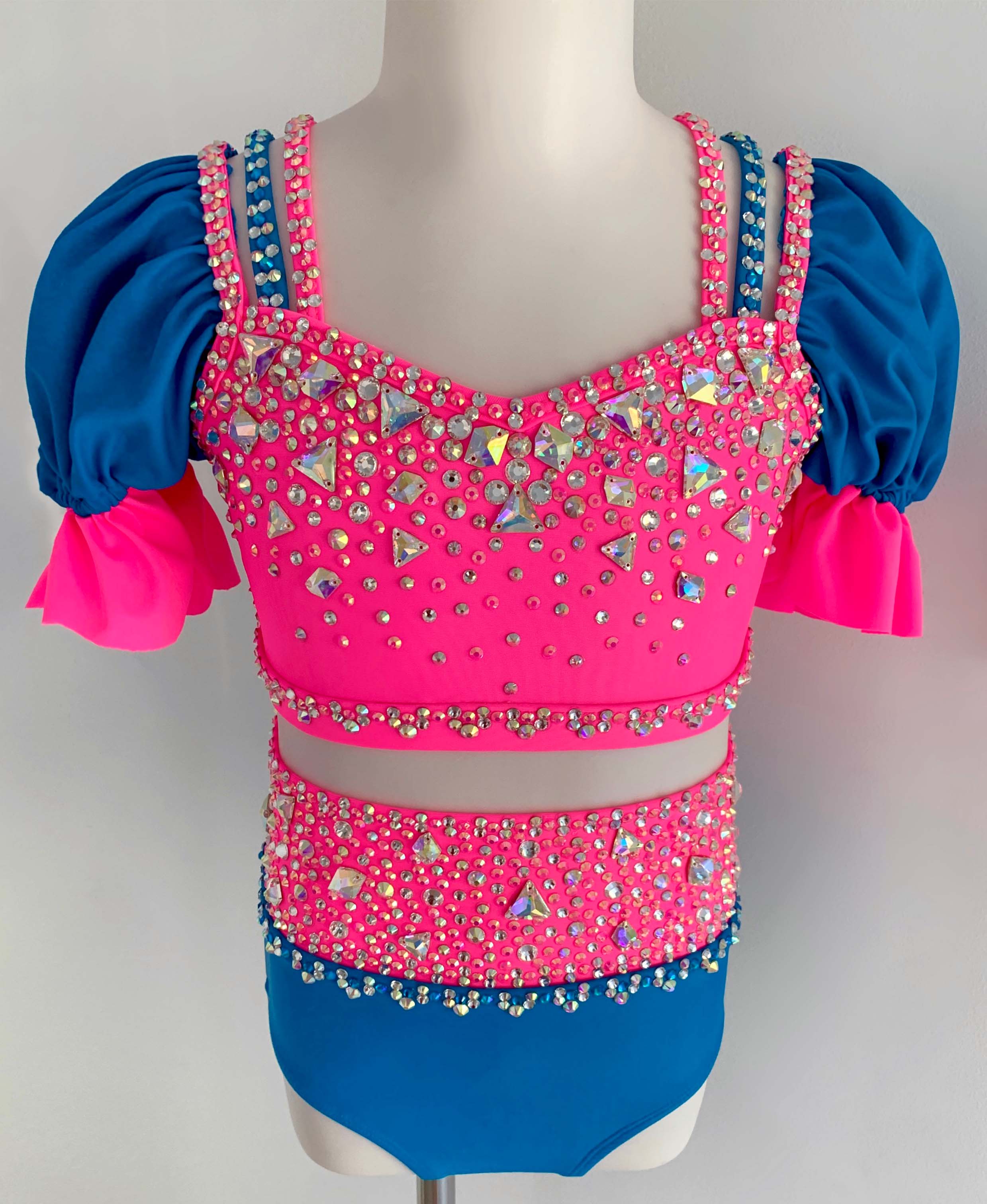 Size 8 | Neon Pink & Blue Jazz Dance Costume - Sparkle Worldwide
