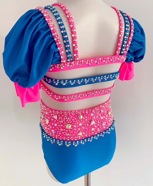 Size 8 | Neon Pink & Blue Jazz Dance Costume - Sparkle Worldwide