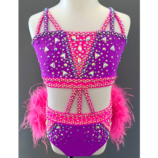 Size 8 | Pink and Purple Jazz Dance Costume - Sparkle Worldwide
