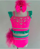 Size 8 | Pink & Mint Jazz Dance Costume - Sparkle Worldwide