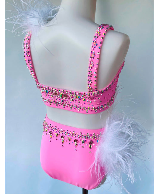 Size 8 | Pink & White Jazz Dance Costume - Sparkle Worldwide