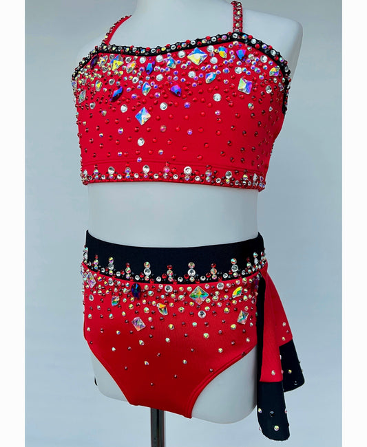 Size 8 | Red & Black Jazz Dance Costume - Sparkle Worldwide