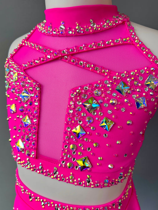 Size 8 | Super Pink Jazz Dance Costume - Sparkle Worldwide
