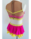 Size 8 | Yellow & Pink Jazz Dance Costume - Sparkle Worldwide