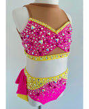 Size 8 | Yellow & Pink Jazz Dance Costume - Sparkle Worldwide