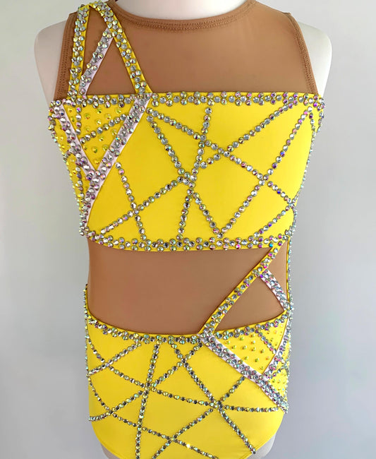 Size 8 | Yellow & White Jazz Dance Costume - Sparkle Worldwide