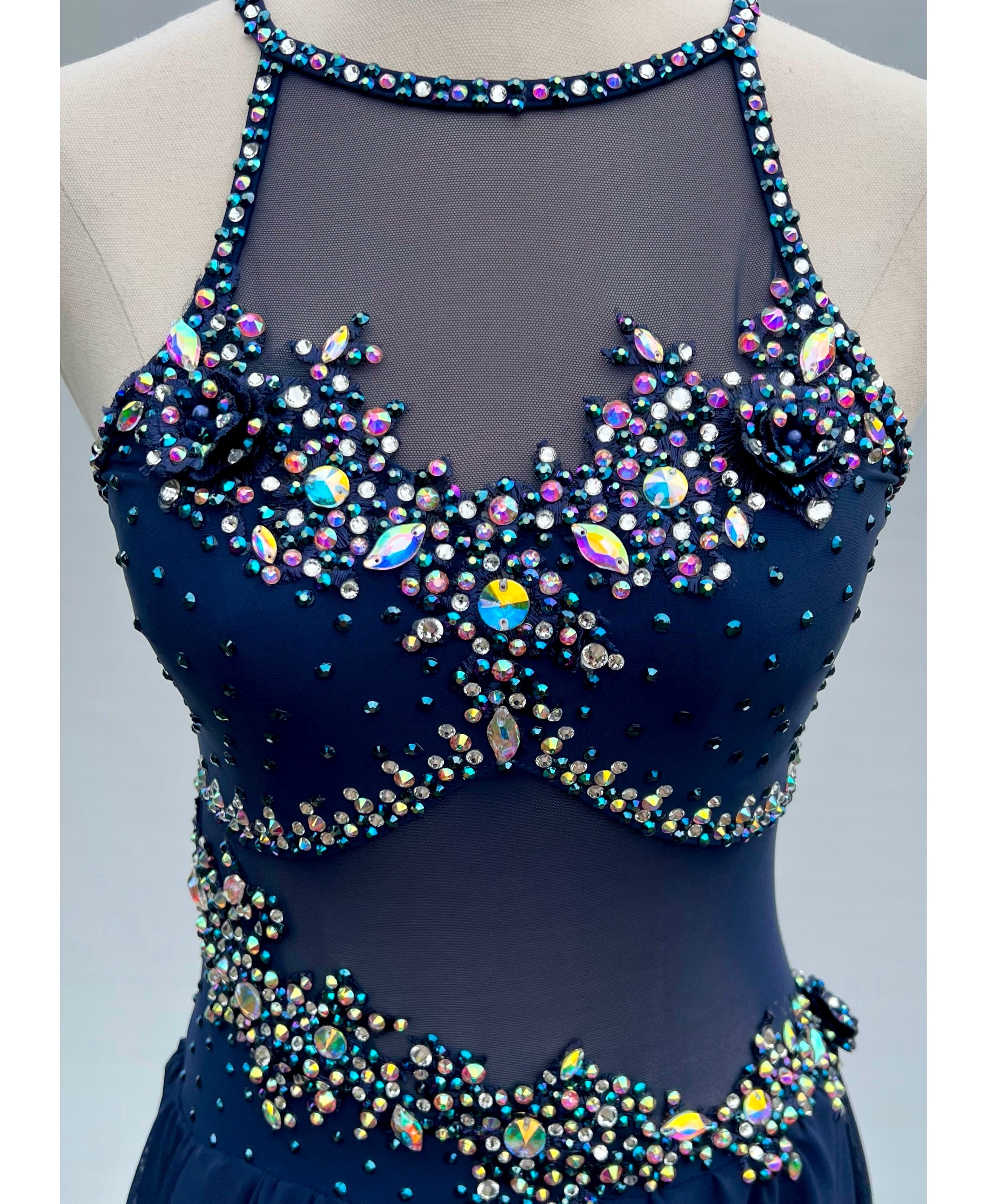 Size AXS | Navy Blue Lyrical Dance Costume - Sparkle Worldwide
